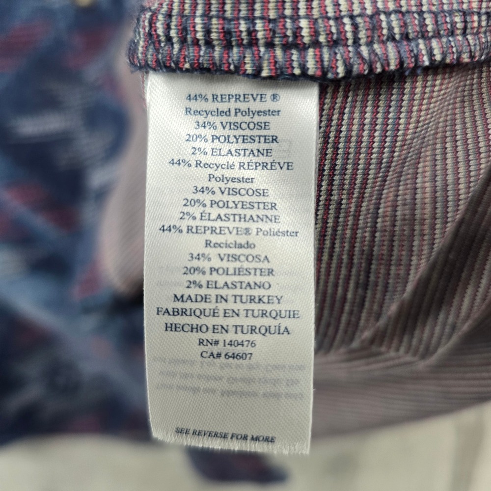 Faherty Good Feather Shirt Mens Medium Blue Aztec Southwestern Knit Button Down - Picture 4 of 7